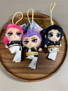 K-Pop Idol Plush Keychain Trio - Pink, Purple, Black